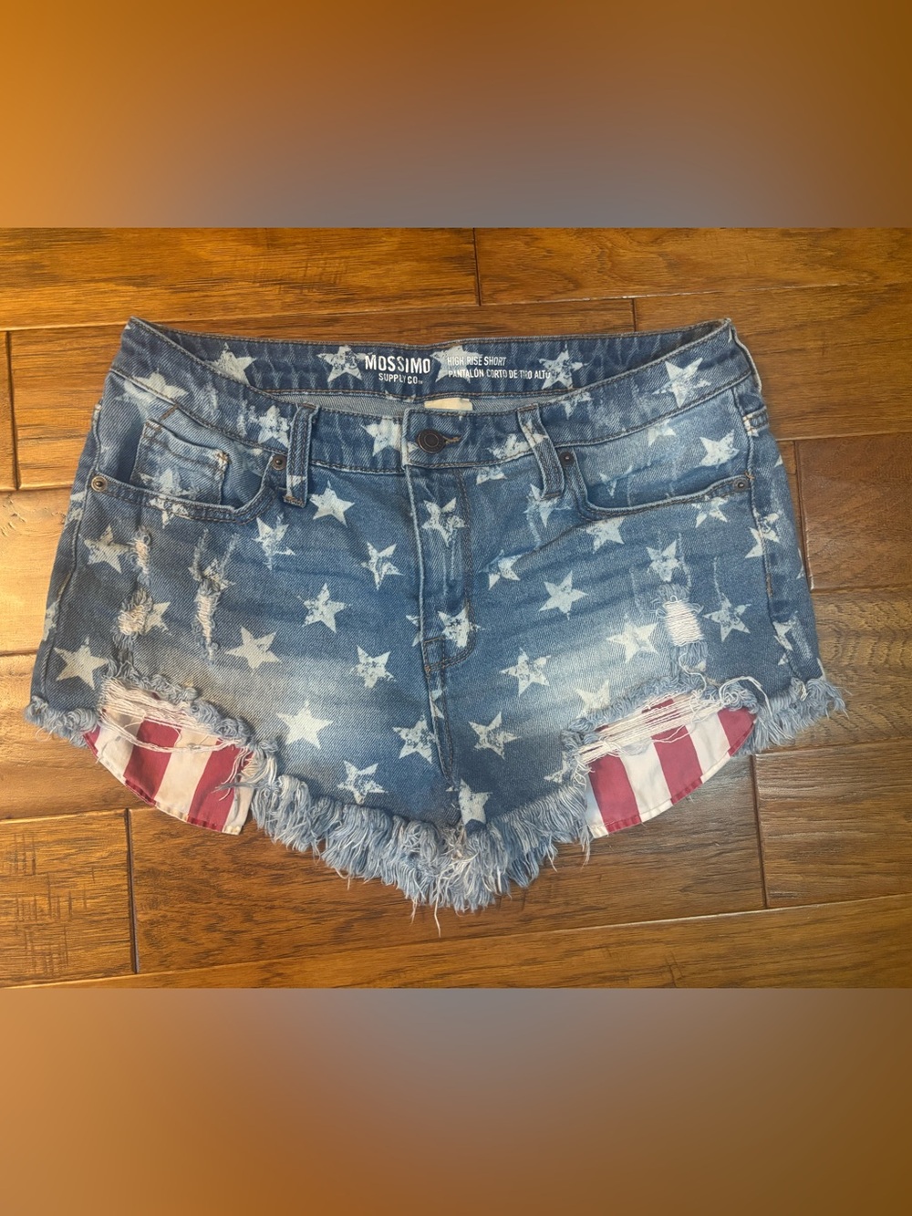 Mossimo Supply Co. Star-Print Distressed Denim Shorts - Blue